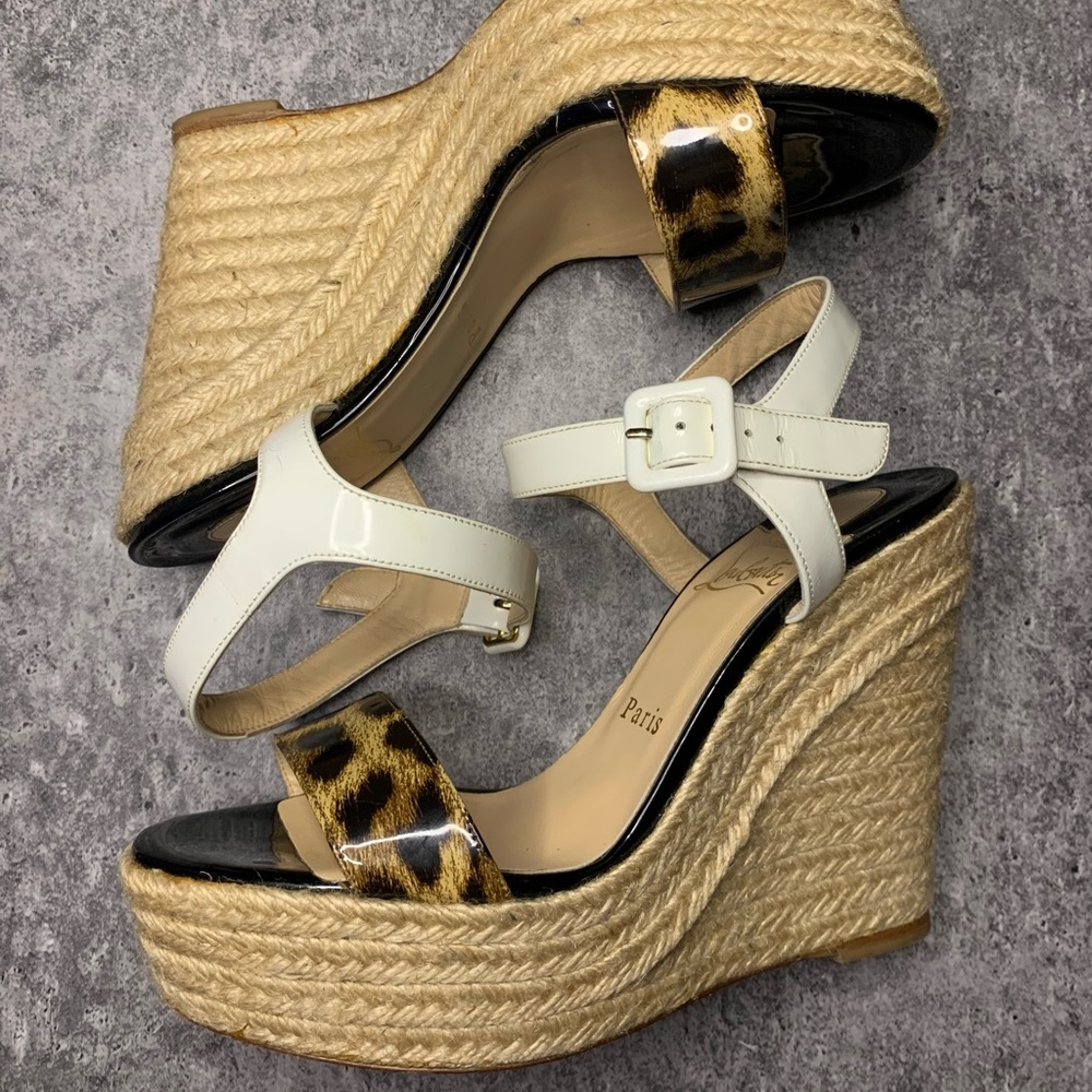 Christian Louboutin White & Leopard Espadrille 37